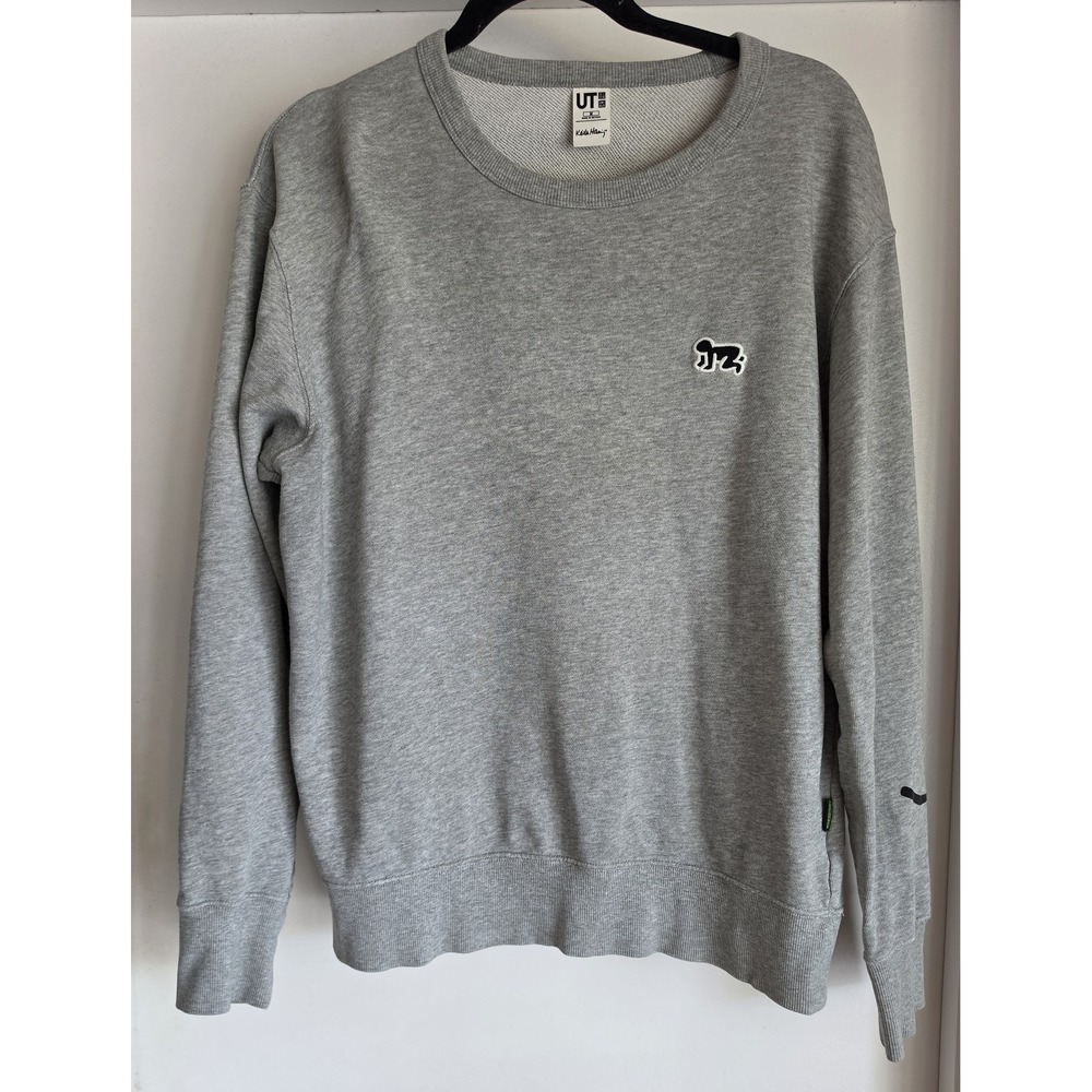 Uniqlo Men's Sweatshirt Size M Gray Cotton Blend Long Sleeve Pullover